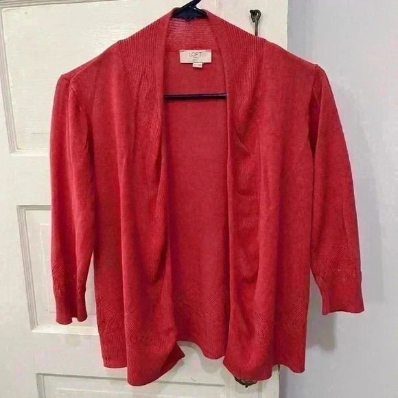 loft open cardigan, blush, pink size, medium, petite - Picture 1 of 5